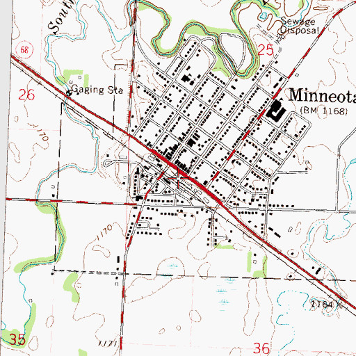 Topographic Map of Minneota City Police Department, MN