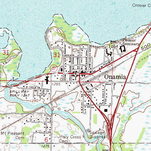 Topographic Map of Onamia Police Department, MN