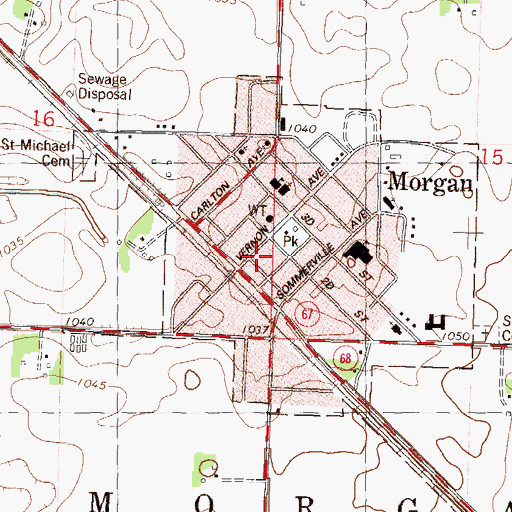 Topographic Map of Morgan City Police Department, MN