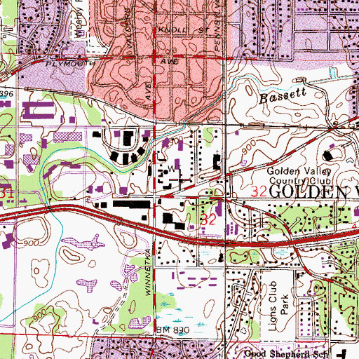Topographic Map of Golden Valley Police Department, MN
