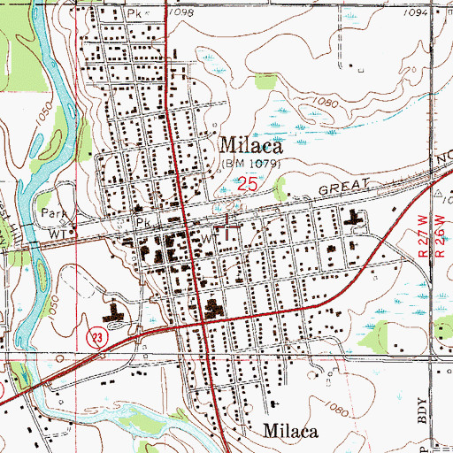 Topographic Map of Milaca Police Department, MN