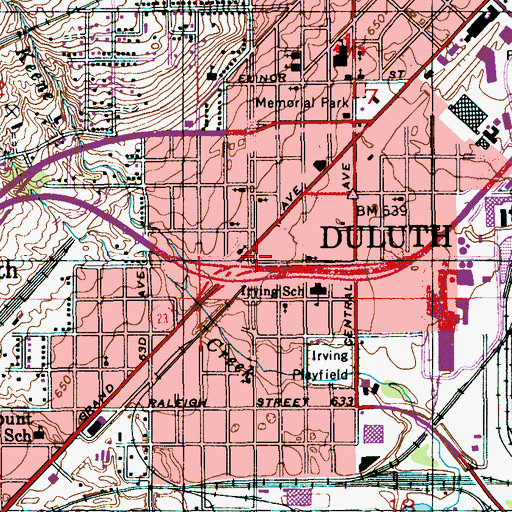 Topographic Map of Duluth Police Department - West Duluth, MN