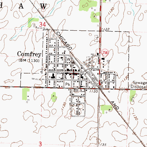 Topographic Map of Comfrey Police Department, MN