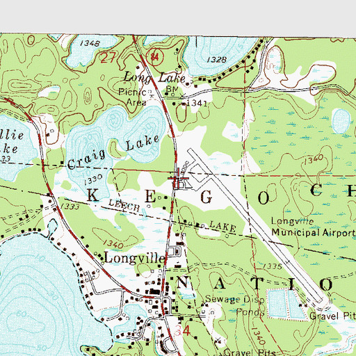 Topographic Map of Longville Police Department, MN