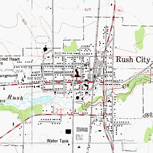 Topographic Map of Rush City Police Department, MN