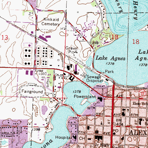 Topographic Map of Alexandria Police Department, MN