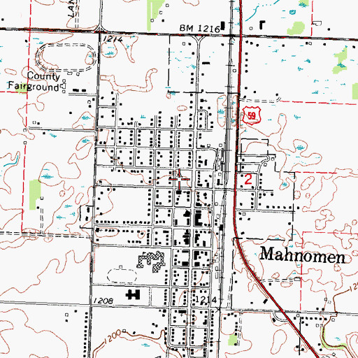 Topographic Map of Mahnomen County Jail, MN
