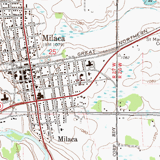 Topographic Map of Mille Lacs County Jail, MN