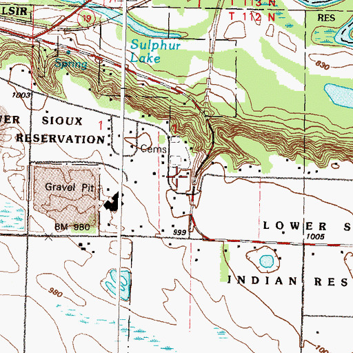 Topographic Map of United States Bureau of Indian Affairs - Lower Sioux Indian Tribal Law Enforcement Services, MN