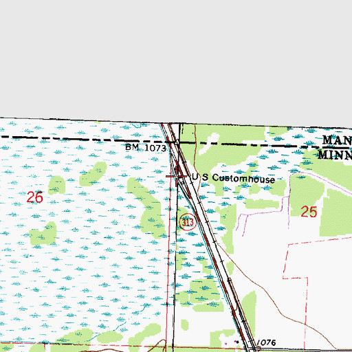 Topographic Map of United States Customs and Border Protection - Port of Entry - Warroad Minnesota, MN