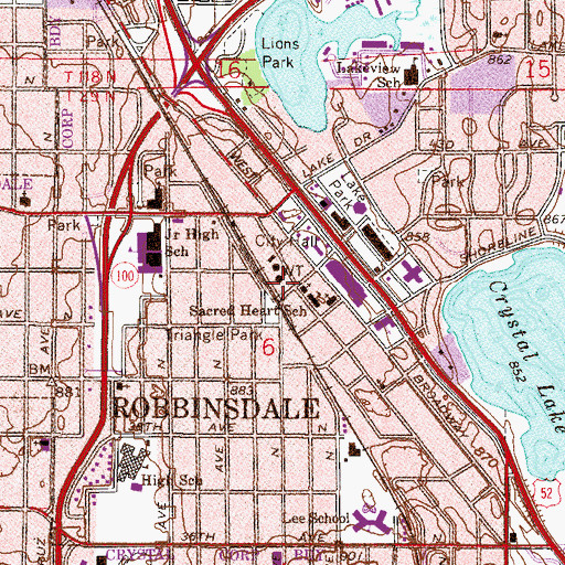 Topographic Map of Robbinsdale Police Department, MN
