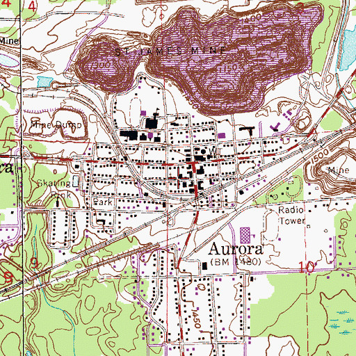 Topographic Map of Saint Louis County Sheriff's Office Aurora, MN