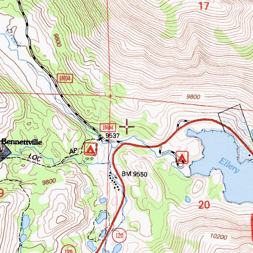 Topographic Map of Tioga Junction Campground, CA