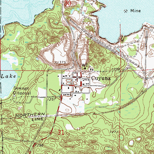 Topographic Map of Cuyuna Police Department, MN