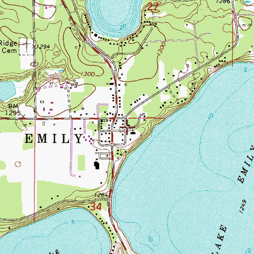Topographic Map of Emily Police Department, MN