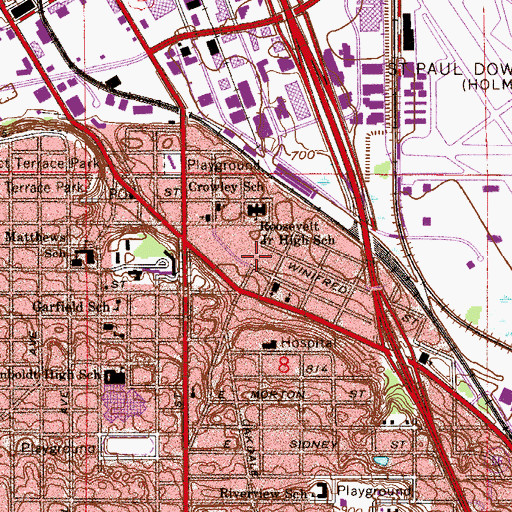 Topographic Map of Saint Paul Police Department - West Side Substation, MN