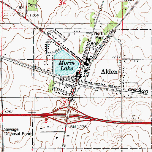 Topographic Map of Alden Police Department, MN