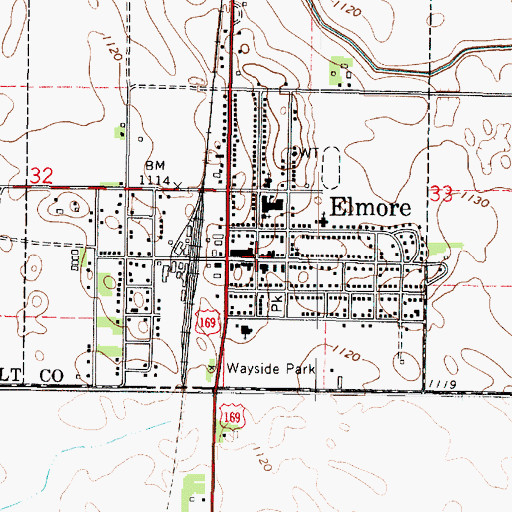 Topographic Map of Elmore Police Department, MN