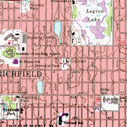 Topographic Map of Richfield Police Department, MN