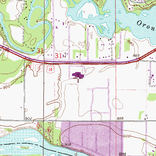 Topographic Map of Sherburne County Jail, MN