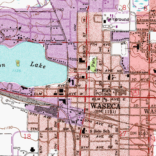 Topographic Map of Waseca County Jail, MN