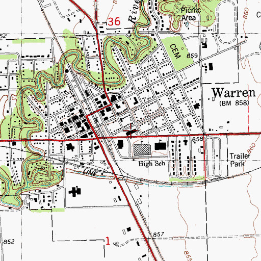 Topographic Map of Marshall County Jail, MN