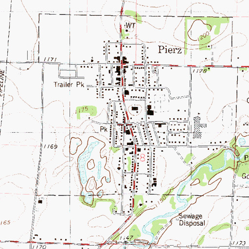 Topographic Map of Pierz Police Department, MN