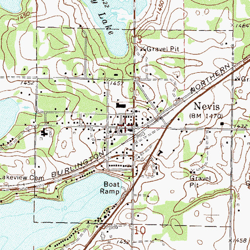 Topographic Map of Nevis Police Department, MN