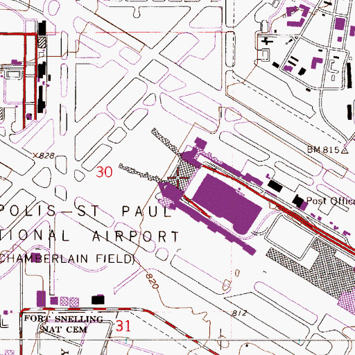 Topographic Map of Minneapolis Saint Paul International Airport Police Department, MN