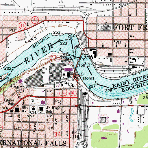 Topographic Map of United States Customs and Border Protection - Port of Entry - International Falls, MN