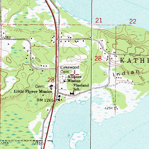 Topographic Map of Mille Lacs Tribal Police Department Onamia, MN