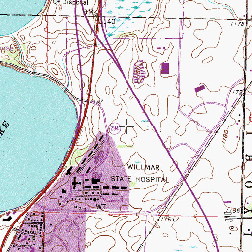 Topographic Map of Kandiyohi County Jail, MN