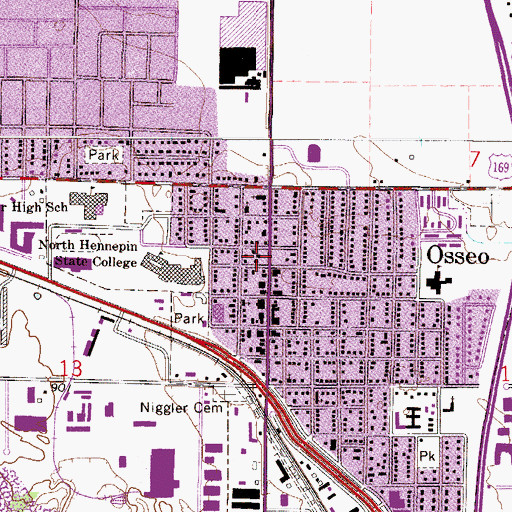 Topographic Map of Osseo Police Department, MN