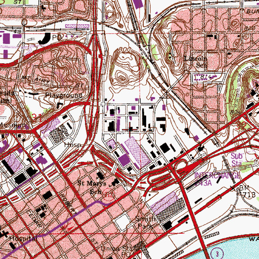 Topographic Map of Saint Paul Police Department - Central District, MN