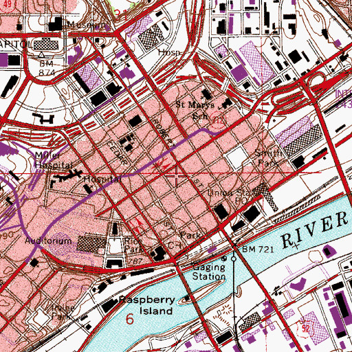 Topographic Map of Saint Paul Police Department - Skyway Substation, MN
