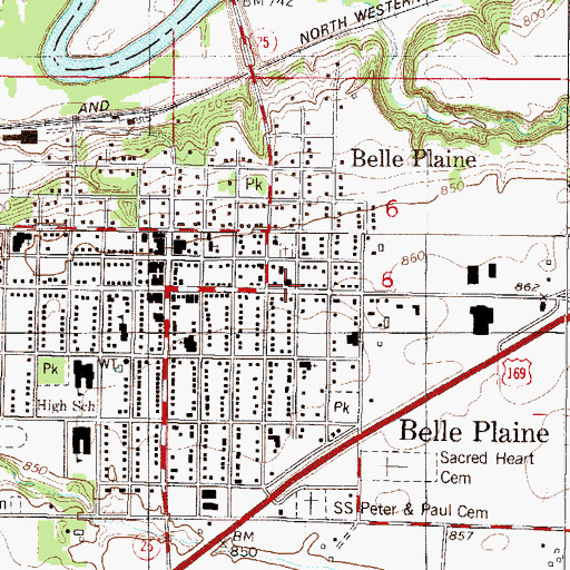 Topographic Map of Belle Plaine Police Department, MN