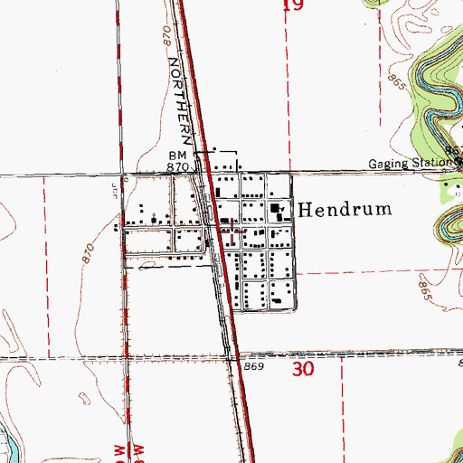 Topographic Map of Hendrum Police Department, MN