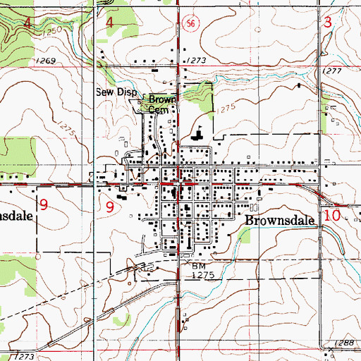Topographic Map of Brownsdale Police Department, MN