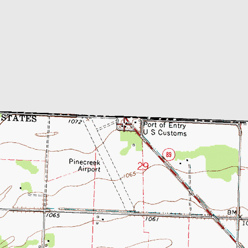 Topographic Map of United States Customs and Border Protection - Field Office - Pinecreek, MN