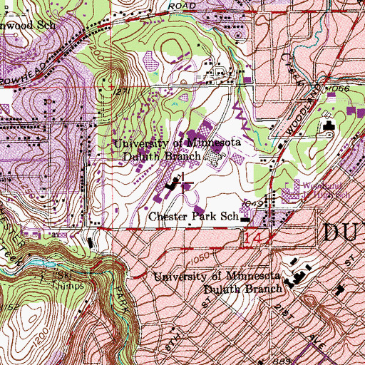 Topographic Map of University of Minnesota - Duluth Campus Police Department, MN