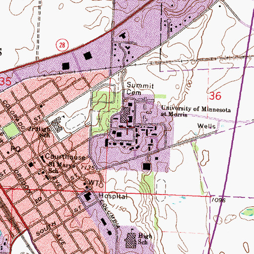 Topographic Map of University of Minnesota - Morris Campus Police Department, MN