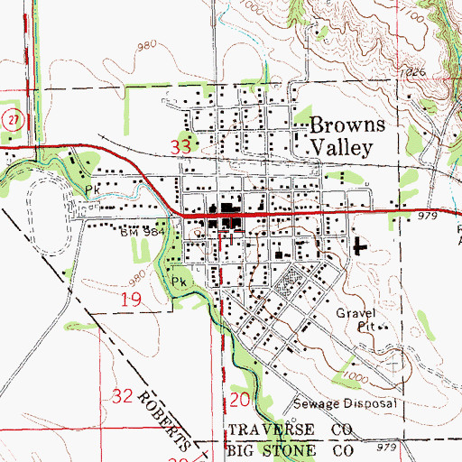 Topographic Map of Traverse County Sheriffs Office - Browns Valley, MN