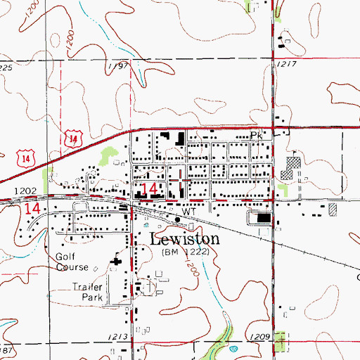 Topographic Map of Lewiston Police Department, MN