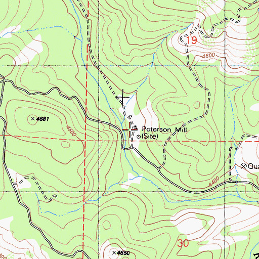 Topographic Map of Peterson Mill, CA