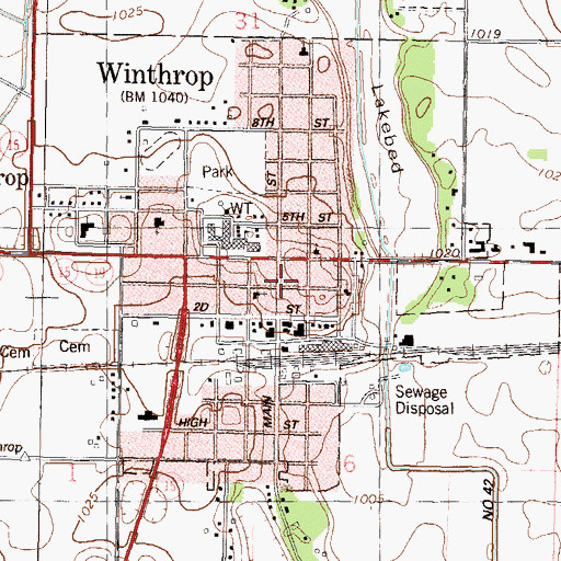Topographic Map of Winthrop Police Department, MN