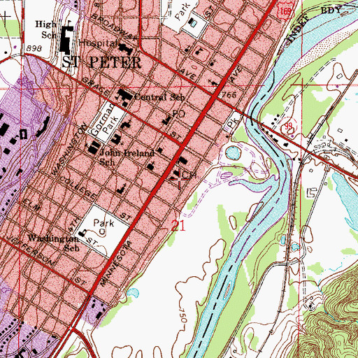 Topographic Map of Nicollet County Jail, MN