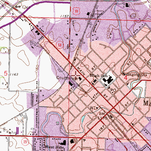 Topographic Map of Lyon County Jail, MN