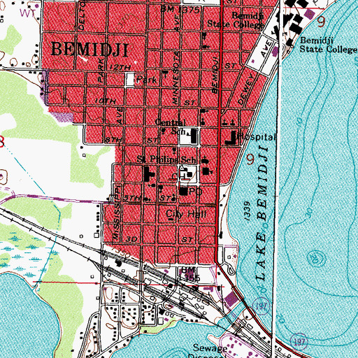 Topographic Map of Beltrami County Jail, MN