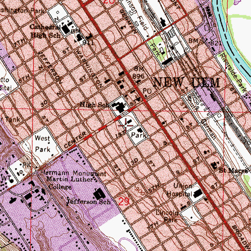 Topographic Map of Brown County Jail, MN