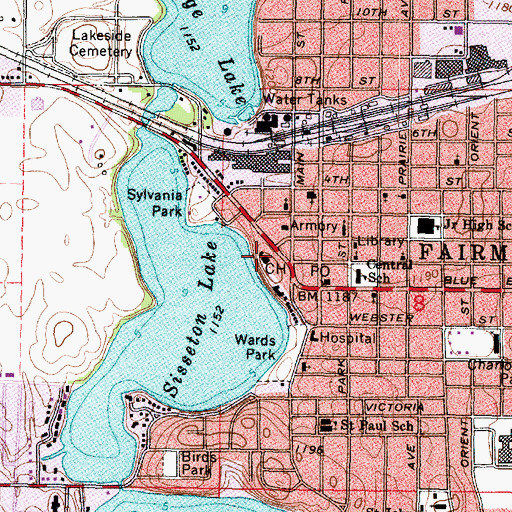 Topographic Map of Martin County Jail, MN